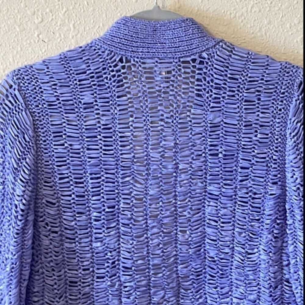 CHICO’S Purple Open Front Chunky Knit Cardigan Sz. 1/ MD. - Picture 5 of 12